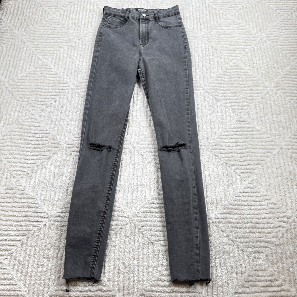 Zara Trafaluc Skinny Jeans Women's 4 Black Distressed High Rise Grunge Rocker
